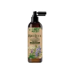 Herbal anti-dandruff scalp treatment toner with violet flower, green tea, yarrow, sidr, and peppermint extracts, enriched with vitamins B6, A, E, C, and B5.