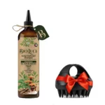 Herbal psoriasis scalp treatment shampoo with stinging nettle, hibiscus, licorice, ganoderma mushroom, and nourishing organic oils for soothing irritated, flaky scalp.