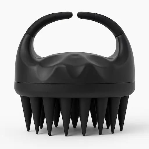 Long tooth detangling scalp massage brush with anti-slip handles, ideal for thick and curly hair or full beards, improves scalp circulation and reduces dandruff.