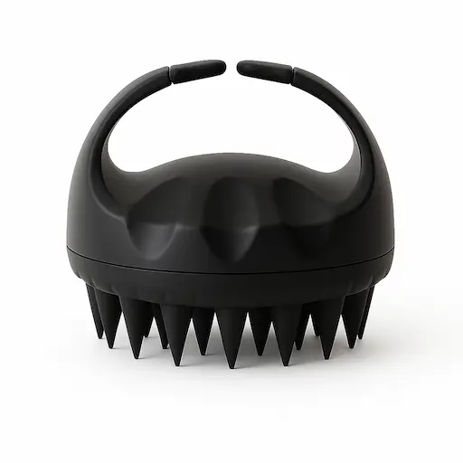 Short tooth scalp massage comb with anti-slip plastic grips, ideal for thin hair or short beards, helps reduce dandruff and improve scalp circulation.